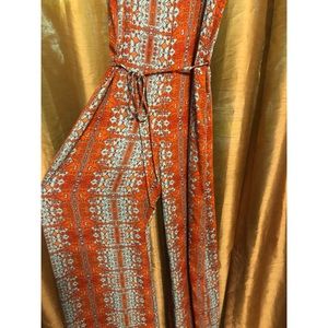 Design Lab Blue Orange Patterned Jumpsuit